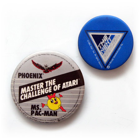 Vintage Atari badges - Phoenix + Ms. Pac-man